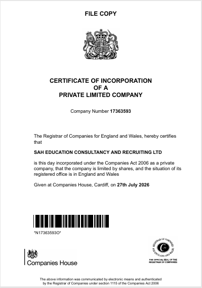 Incorporation Certificate